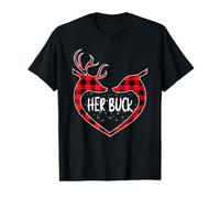 Her Buck His Doe Reindeer Christmas Assorti Couples Christmas T-Shirt Graphique avec Valeur