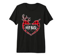 Her Buck His Doe Reindeer Christmas Assorti Couples Christmas T-Shirt Haut de Gamme