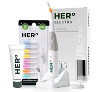 HERº ELECTRA Lot de brosses interdentaires - Brosses interdentaires vibrantes avec lumière LED et miroir - 11 brosses interchangeables, 2 adaptateurs, gel interdentaire aux herbes également pour