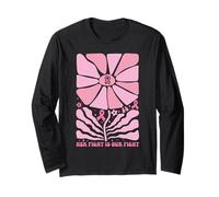 Her Fight is Our Fight Breast Cancer Ruban de Soutien Rose Manche Longue