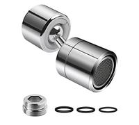 Her Kindness Boule en Laiton à Double Tour Mousseur Robinet,360 DegrésPivotant Economie d'eau Filtre eau Convient M22 Filetage Femelle et M24 Filetage MâleRobinet pour Cuisine et Salle de Bain,Argent