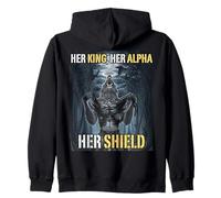 Her King Her Alpha Her Shield Funny Alpha Wolf Meme Sweat à Capuche