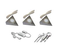hera Hera Lampe LED sous meuble lot de 3 2 LED blanc chaud acier inoxydable avec transformateur Quantité:1