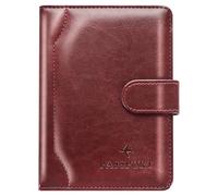 Herain Étui pour passeport et étui - Combo de voyage familial avec porte-passeport et porte-carte de vaccin, Fermoir magnétique D-bordeaux, Fermoir magnétique