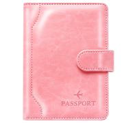 Herain Étui pour passeport et étui - Combo de voyage familial avec porte-passeport et porte-carte de vaccin, Fermoir magnétique en D - Rose, Fermoir magnétique