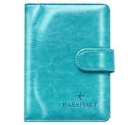 Herain Étui pour passeport et étui - Combo de voyage familial avec porte-passeport et porte-carte de vaccin, Fermoir magnétique D-e-Turquoise, Fermoir magnétique