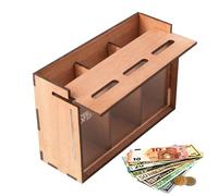 Herausnehmbarer Münzsparer Aus Holz - 15 x 5,7 x 10 cm Geldsparer für Bargeld | Geldaufbewahrungs Organiseur | Tragbare Münzspeicherung Für Erwachsene und Kinder