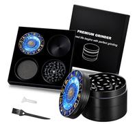 Herb grinder set, Spespo moulins à épices alliage de zinc Noir 2,0 pouces(5cm) Motif constellations (Constellation-Single)