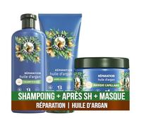 Herbal Essences Argan Oil Repair Routine Avec Shampooing 250ml, 200ml Conditioner Et 500ml Mask. Pour les cheveux abîmés. Nutrition intense pour les cheveux mous et lisses.