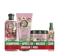 Herbal Essences Routine Douceur Parfum Rose Avec Shampoing 250ml, Après-Shampoing 200ml, Masque 500ml Et Spray Léger Tout-En-Un 145ml. Aide à Rendre les Cheveux Secs Soyeux. Essence de Rose