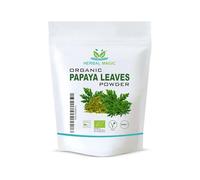 Herbal Magic Poudre de feuille de papaye bio (carica papaya) - Herbe la plus prisée de l'Ayurveda - Idéal pour les smoothies, la pâtisserie, les soupes - Sans agents de remplissage et conservateurs