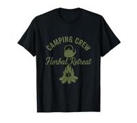 Herbal Retreat Camping Crew Script Motif feu de Camp T-Shirt