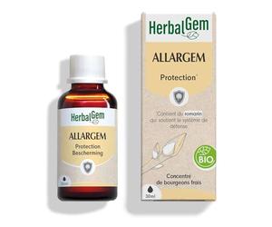 HerbalGem Allargem Complexe Gemmothérapie Bio 30 ml | Aide à rééquilibrer l'organisme face aux agents environnants comme pollen et poussière. Cassis, romarin et propolis.