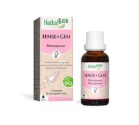 HerbalGem - Fem50+Gem Bio - Atténue les désagréments de la ménopause - Complexe de Gemmothérapie Concentrée - 15 ml
