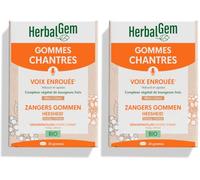 HERBALGEM - Gommes Chantres - Éclat Voix - Pour Les Cordes Vocales - Enrichi Aux Bourgeons - Recette Traditionnelle - Certifié Bio - 24 gommes" (Lot de 2)