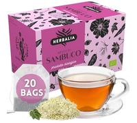 HERBALIA - Tisane aux Fleurs de Sureau en Sachets, Coffret d'Infusion au Sureau de 20 Sachets Sans Agrafes, 26 g de Sureau pour Infusions et Tisanes
