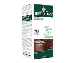 Herbatint Gel Colorant Permanent 3Dosi, 300 ml - 7 m blond acajou, sans ammoniaque, pour peaux sensibles, 100% couverture cheveux blancs, avec 8 extraits naturels bio