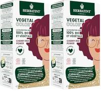 Herbatint Vegetal Color - Coloration végétale 100% naturelle et bio, CHERRY RED POWER - Cerise 100 grammes (Lot de 2)