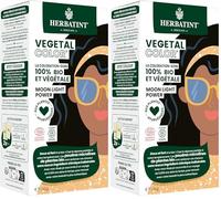 Herbatint Vegetal Color - Coloration végétale 100% naturelle et bio, MOON LIGHT POWER - Noir 100 grammes (Lot de 2)