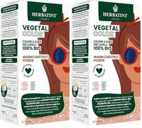 Herbatint Vegetal Color - Coloration végétale 100% naturelle et bio WARM CHESTNUT POWER - Châtain chaud 100 gr (Lot de 2)