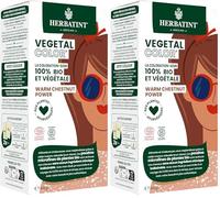 Herbatint Vegetal Color - Coloration végétale 100% naturelle et bio, WARM CHESTNUT POWER - Châtain Chaud 100 grammes (Lot de 2)