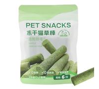 Herbe à chat lyophilisée - Récipient d'herbe à chat - Dents de chaton - Friandises de nettoyage - Poulet à haute protéine - Bâtonnets d'herbe à chat séchées pour adultes et chatons - Pour enlever les