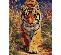 herbe africaine Latch Hook Rug Kits for Adults Kids Beginners,Tigre animal,Printed Crochet Non-Slip Mat,Rug Crochet Yarn Kit for Home Sofa Decoration,80x160cm