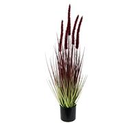 Herbe Artificielle Queue de Renard 65 cm - Herbe Artificielle dans Un Pot avec des veines de Fleurs Rouges - Herbe décorative Artificielle pour Salon, Bureau et entrée - Plante Artificielle Facile