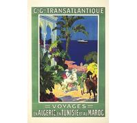 Herbé ™ Bateau CGT ALGèRIE Tunisie Maroc-Poster/Reproduction HQ 40x60cm d'une Affiche Vintage/Ancienne