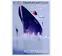 Herbé ™ Bateau PAQUEBOT Le Normandie R57- Poster/Reproduction HQ 50x70cm d'une Affiche Rétro