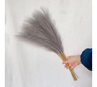 Herbe de la pampa artificielle de décoration bohème - Fausse roseaux duveteux et réalistes - Décoration d'intérieur (gris)