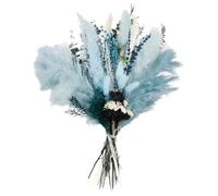 Herbe de Pampas Bleue décor, Bouquet d'herbe de Pampas séchée avec Fleurs séchées Bleues, tiges de 19,7 in / 50 cm, pour Mariage bohème, fête et décoration intérieure, Style aérien