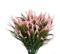 Herbe de singe artificielle en plastique avec tiges réglables pour une utilisation dans les jardins, terrasses, cours, présentoirs décoratifs d'intérieur et projets de bricolage (rose)