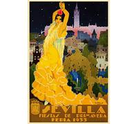 Herbé ™ Feria 1933 Sevilla/Seville Rtfn-Poster/Reproduction HQ 40x60cm d'une Affiche Vintage