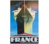Herbé ™ Le France PAQUEBOT 1964 Rbbd- Poster/Reproduction HQ 60x90cm d'une Affiche Vintage/Ancienne/Ancienne