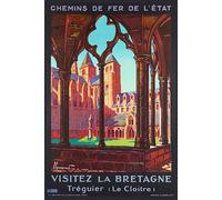Herbé ™ Poster/Reproduction HQ 40x60cm d'une Affiche Ancienne/Rétro Bretagne-TRéGUIER Le CLOITRE