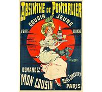 Herbé ™ PUB Absinthe de PONTARLIER Rfgx-Poster/Reproduction HQ 45x60cm d'une Affiche Vintage