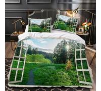 Herbe Verte Housse de Couette 240x260 Parures de Lit 2 Personnes Imprimé 3D Microfibre Douce Paysages Naturels Housses Couette avec 2 Taies d'oreiller et Fermeture Éclair k.1022