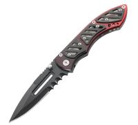 COUTEAU HERBERTZ METAL NOIR/ROUGE 11CM SEMI-DENTEE INOX