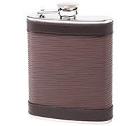 Herbertz Sac de Bouteille Homme Acier Inoxydable Housse Cuir Flasque, Marron, 177 ML
