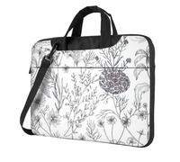 Herbes à fleurs et plantes herbacées Imprimer Pratiques Sacs d'ordinateur portable élégants et protecteurs Style Unique, Noir , 14 inch
