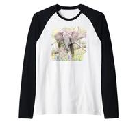 Herbes d'éléphant d'Afrique délicieuses avec Serengeti : Tanzanie Wildlife Design Manche Raglan