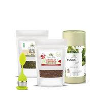 Herbes du Monde - Cure Minceur Trio avec Infuseur à Thé - Queues de Cerise, Yerba Maté Bio, Fucus IO2-2 Sachets, 1 Boîte, 1 Infuseur