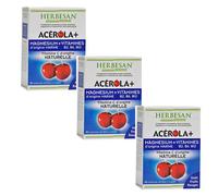 Herbesan Acerola + Magnésium Fruits Rouges 30 comprimés à croquer Lot de 3