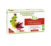 HERBESAN - CIRCULATION BIO - Vigne rouge, Marronnier d’Inde, Hamamélis, Ginkgo Biloba - Fabrication française - 20 ampoules de 10ml