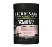 HERBESAN - COLLAGÈNE MARIN 10g - Complexe anti-âge et beauté de la peau - Efficacité prouvée par études cliniques - Acide Hyaluronique, Coenzyme Q10 & Vitamine C - 210g
