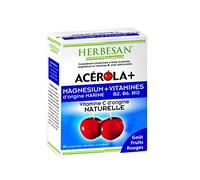HERBESAN®- Complexe Acérola, Magnésium,Vitamine B2, B6, B12 -Réduction de la fatigue - 30 comprimés à croquer