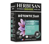 HERBESAN - DÉTENTE FLASH - SAFRAN SAFR'INSIDE™ - Agit en moins de 30 minutes sur le stress - Équilibre émotionnel et nerveux - Études cliniques - 30 comprimés