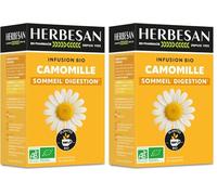 HERBESAN®- FLEURS DE CAMOMILLE INFUSION BIO - Sommeil & Détente - Sans plastique - 20 sachets en papier (Lot de 2)