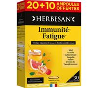 HERBESAN Complément alimentaire Complexe Vitalité – Miel et Gelée Royale – 30 ampoules x10 ml